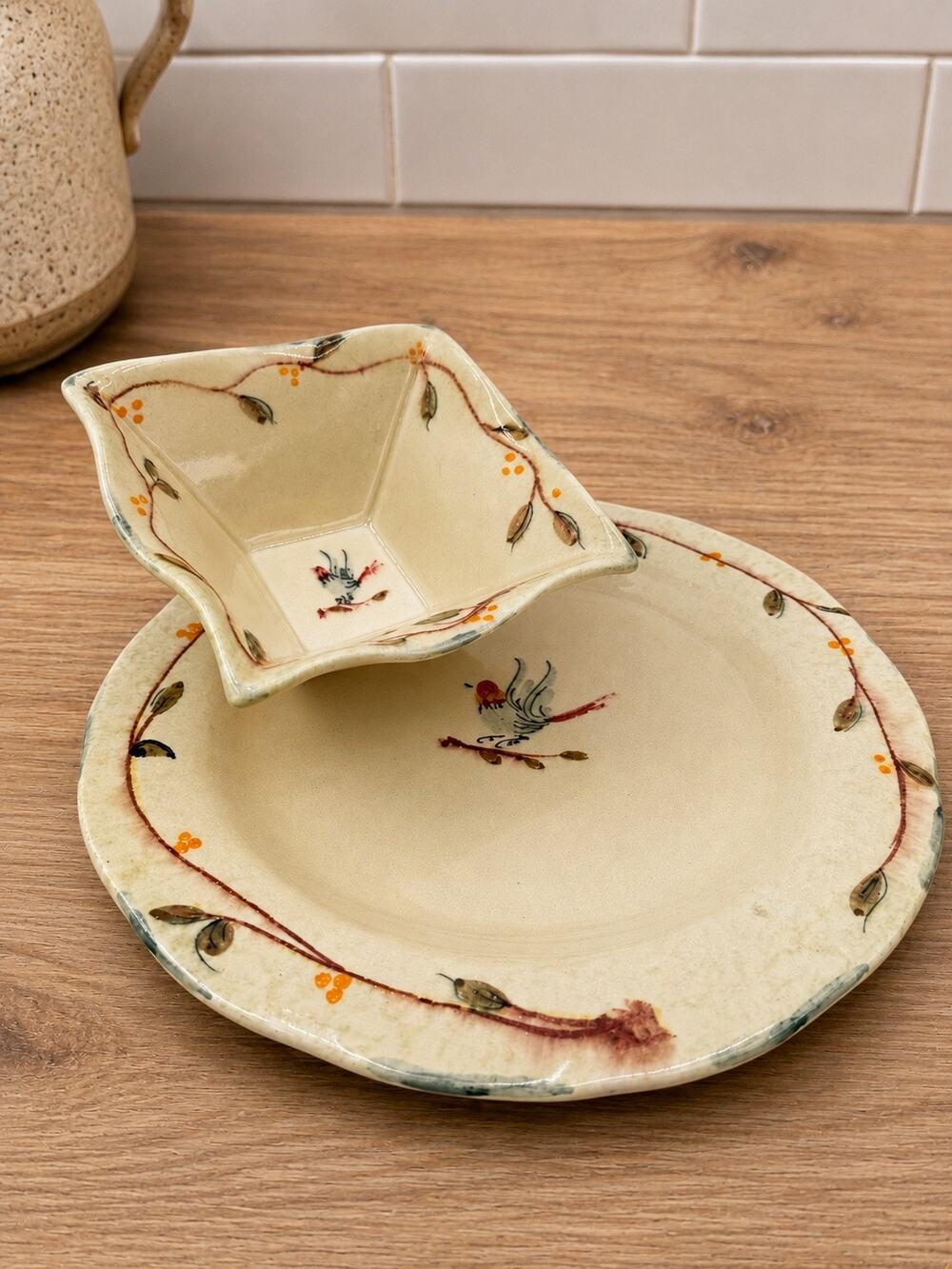 20th Century Vietri Platter and Dip Bowl Set (Italy)